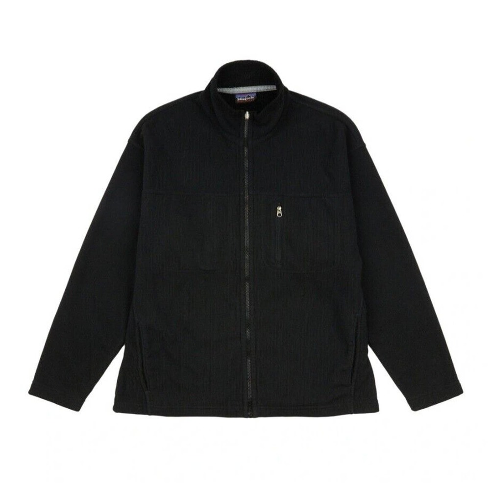 Patagonia Mens XL Synchilla Corded Jacket Black Fleece Zip Sweater Sweatshirt